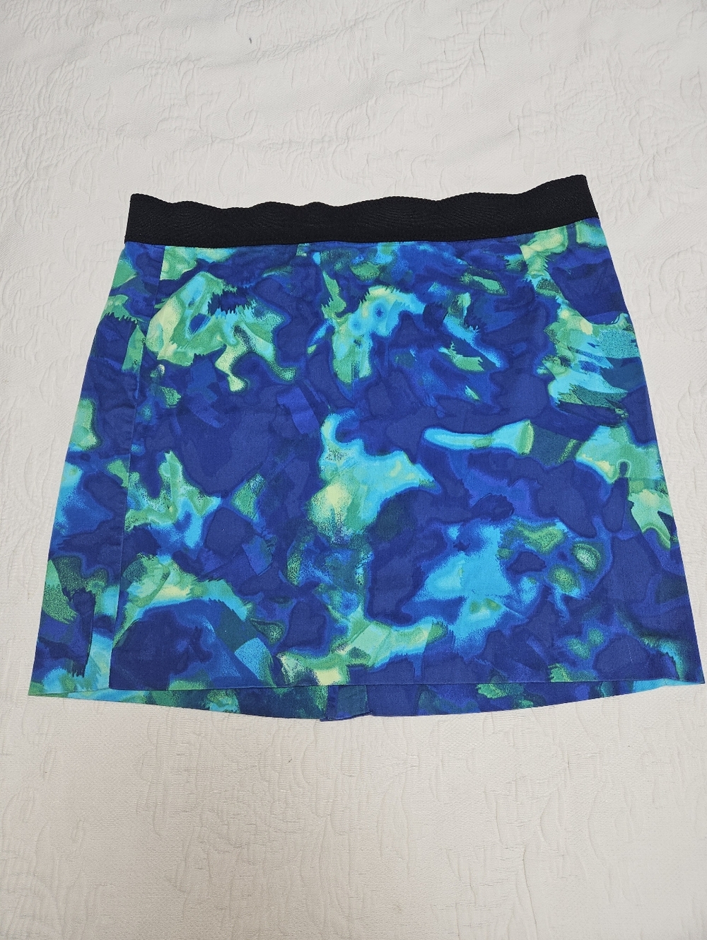 Willi Smith Blue, Teal & Green Abstract Mini Skirt